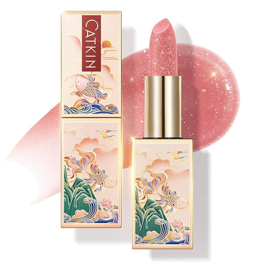 CATKIN Tinted Lip Balm Glitter Lip Stain Ultra Hydrating Lip Moistrurizer Chapstick with Vitamin E Nourishing For Cracked...