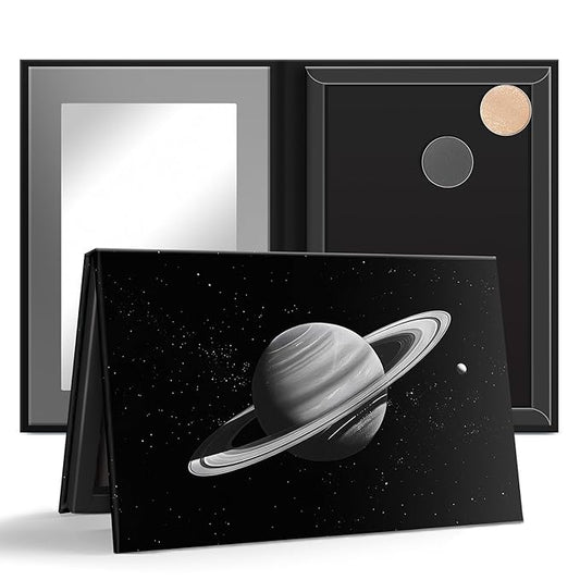 Empty Magnetic Eyeshadow Palette, Makeup Pans Organizer With Mirror Inside, 3D Frosted Finish Art Paper Palette (Cosmic My...