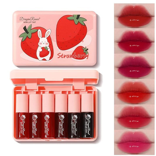 6 Colors Lip Tint Stain Set, Korean Makeup Lip Stain Moisturizing Mini Liquid Lipstick, Multi-use Lip and Cheek Tint, Long...