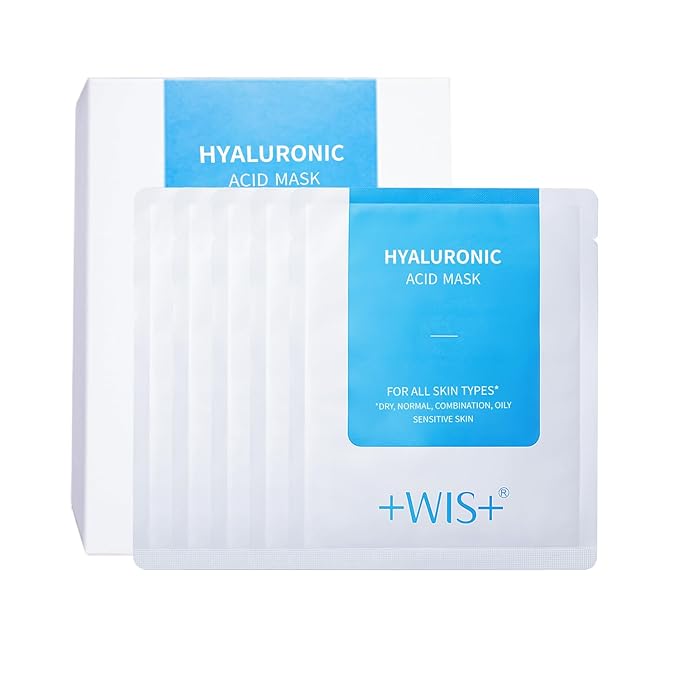 +WIS+ Hyaluronic Acid Face Mask 24 EA with Hyaluronic Acid Serum and Vitamin B5, Facial Mask for Dry Skin, Anti-Aging Mask...