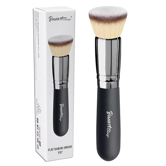 Bueart Design Flat Top Buffing Foundation makeup Brush ULTRA SOFT DENSE Kabuki Make up Brush for Liquid, Cream, Mineral Po...