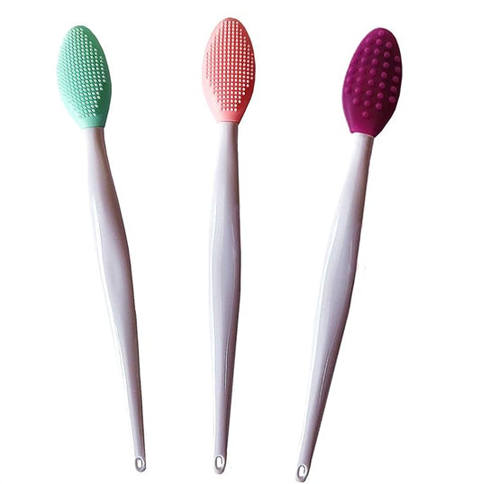 3 Pcs Lip Scrub Brush,Lip Scrubber Exfoliator,Double-Sided Silicone Lip Brush Tool for Men Women Lip Lightening, Lip Exfol...