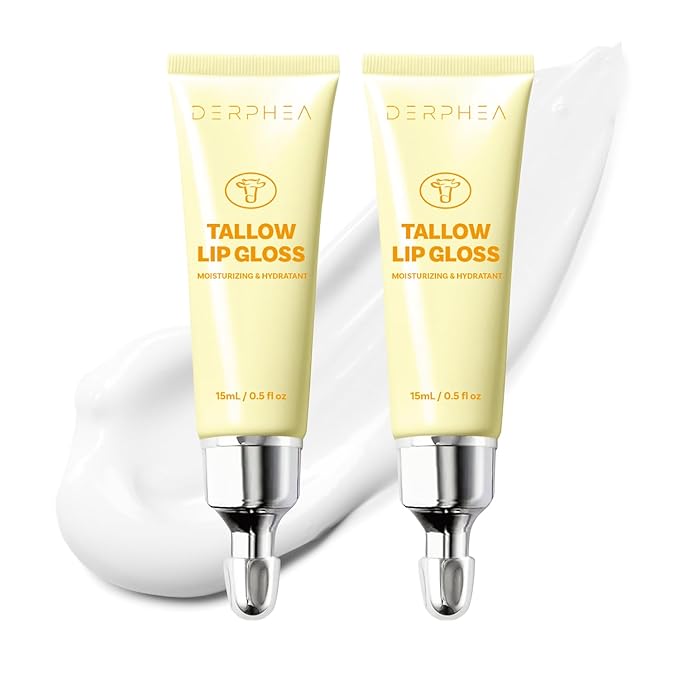 Organic Beef Tallow Lip Balm – 8H Moisturizing for Dry Lips, Glossy Shine & Soft Lips - Overnight Lip Mask & Daytime Moist...