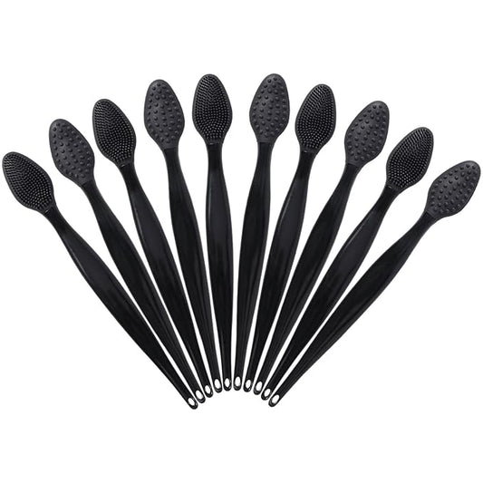 10 Pcs Lip Exfoliator Scrub Brush, Ooloveminso Silicone Lip Scrubber Exfoliating Brush, Soft Double-Side Lip Exfoliator To...