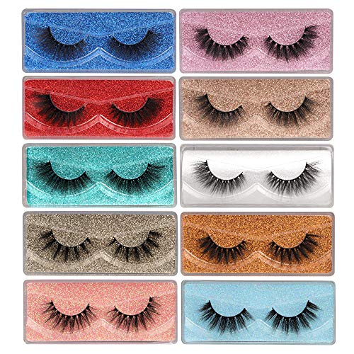 False Eyelashes Wispy 18 mm Natural 3D Faux Mink Lashes Pack 10 Pairs 10 Styles Mixed Soft Reusable Fake Eyelashes Bulk wi...