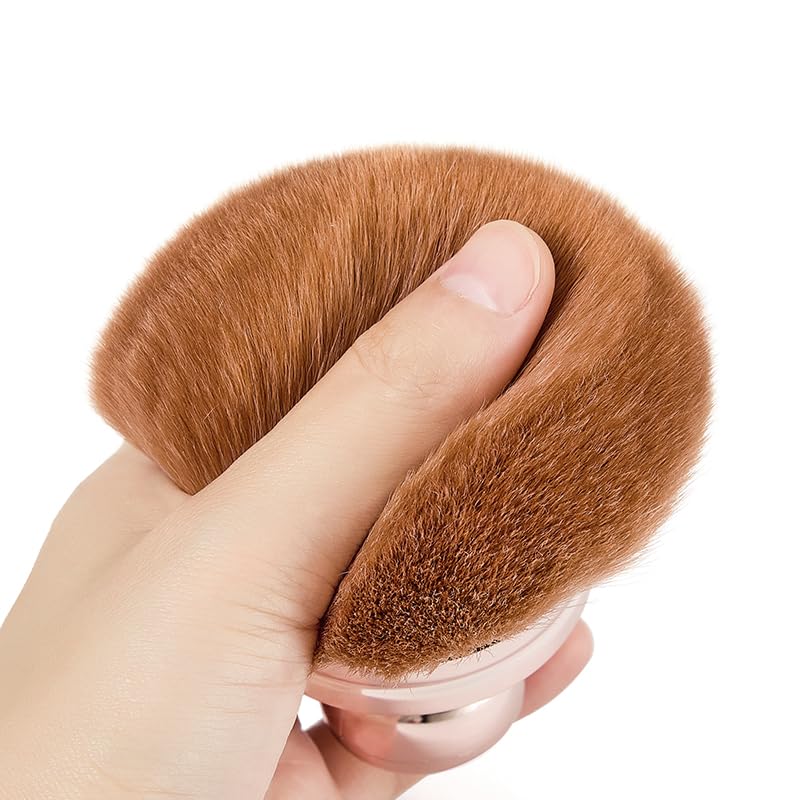 2-Piece Luxury Kabuki Brush Set for Body & Face - Extra Large Fluffy Makeup Brush for Self Tanner, Foundation & Loose Powd...