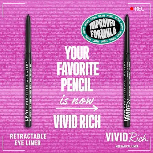 NYX PROFESSIONAL MAKEUP Mechanical Eye Pencil,Vivid Rich Mechanical, Creamy Retractable Eyeliner - Always Onyx, Black Eyel...