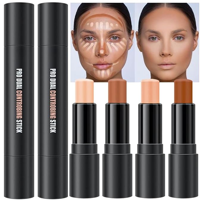 evpct 4 Colors Contour Stick Makeup Set Concealer Stick Cream Contouring Palette Makeup Kit for Beginners Nose Bronzer Sti...