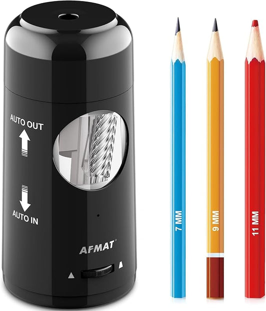 AFMAT Electric Pencil Sharpener, Rechargeable Fully Automatic Pencil Sharpener for Jumbo & Colored Pencils (7-11.5mm), Aut...