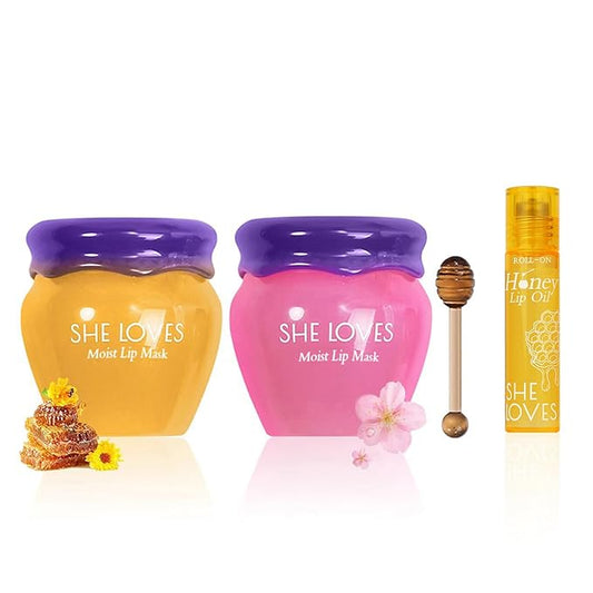 2PCS Lip Mask Overnight, Honey&Sakura Day and Night Repair Sleeping Lip Balm, Fade Lip Lines Bee Balm, Hydrating &Preventi...