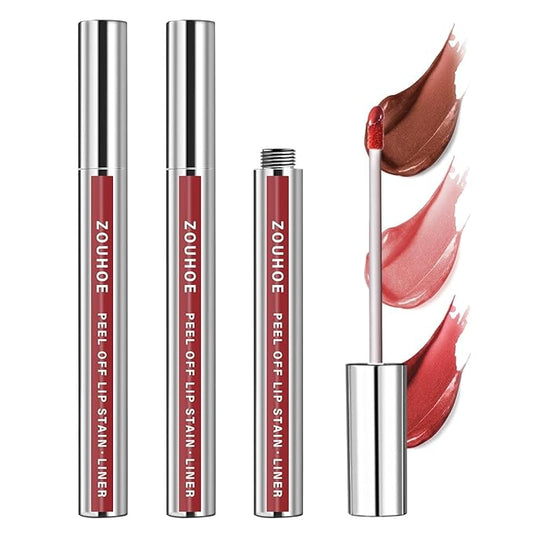ZOUHOE Peel Off Lip Stain Set – 3 Colors Long Lasting Lip Tint, Smudge-Proof, Transfer-Proof, Kiss-Proof, Vegan Lip Makeup...