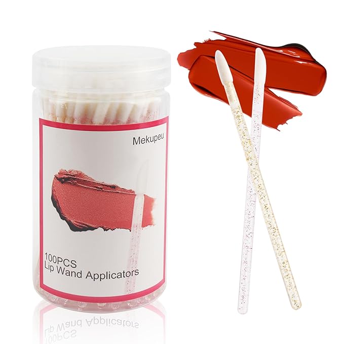 100 Pcs Disposable Lip Wands Applicator, Premium Lipstick Brush Stick,Eye Shadow Brush Applicator Tool for Women Girls (go...