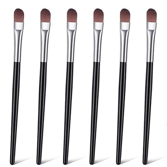 6 Pcs Flat Rounded Concealer Brush, Flat Eye Shadow Primer Applicator Brush, Little Make up Eyeshadow Brushes with Soft Sy...