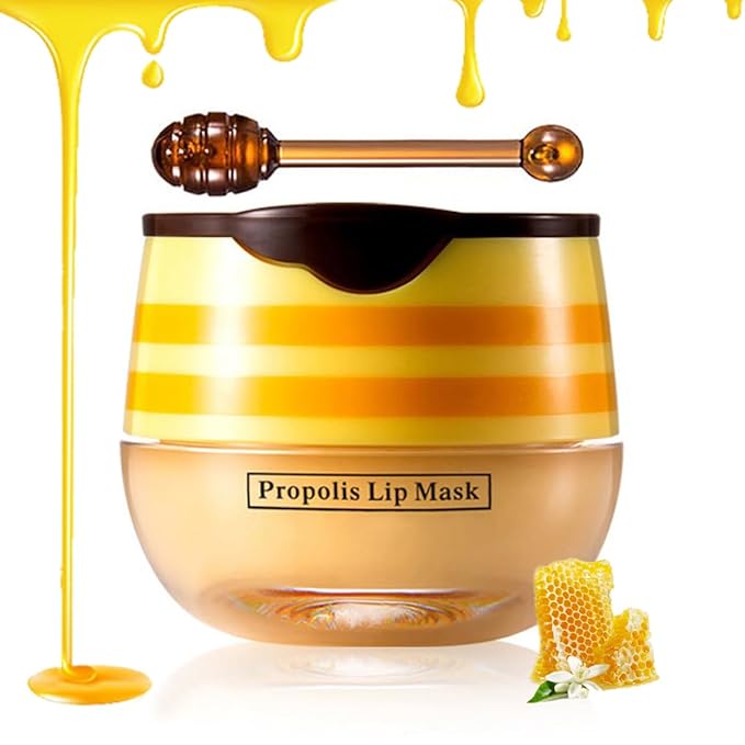 Honey Lip Balm Sleeping Lip Mask, Hydrating Propolis Lip Sleeping Mask, Moisturizing & Prevention Dry and Cracked Lip Scru...