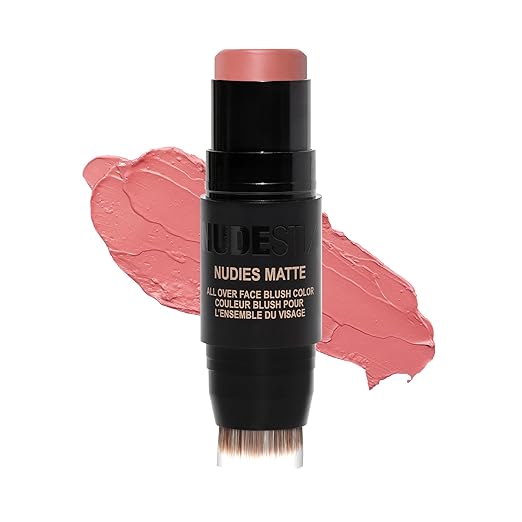 Nudestix Nudies Blush Stick – 3-in-1 Cream Blush for Cheeks, Eyes & Lips with Built-In Brush | Soft Matte Finish for a Nat...