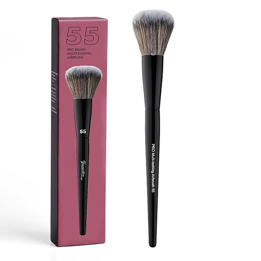 Bueart Design PRO Multi-tasking Airbrush Makeup Brush 55 with Ultra-Soft Synthetic Bristles for Flawless Foundation, Blus...