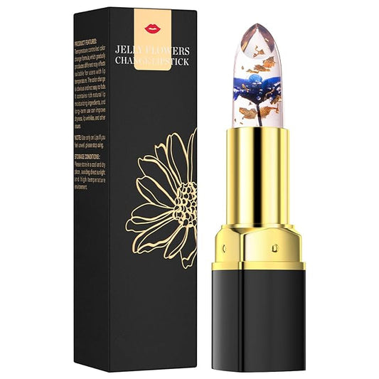 JIAYUTONG Color Changing Flower Lipstick - Hydrating Jelly Lip Balm with Flower Inside, Long Lasting Moisturizing Gloss, N...