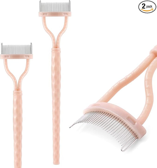 KINGMAS Eyelash Comb Separator, Eye Lash Separator Eyelash Definer Mascara Comb Applicator With Cover - Arc Designed (Apri...