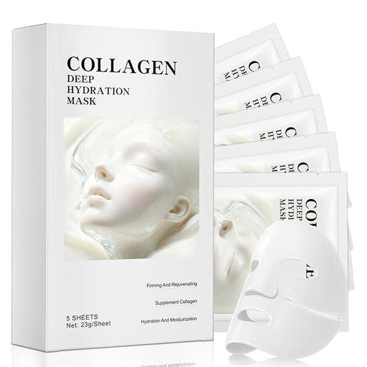 High Absorption Collagen Face Mask Skin Care(5ea), Deep Hydrating Face Masks With Collagen, Achieve Glass Skin, Lifting An...