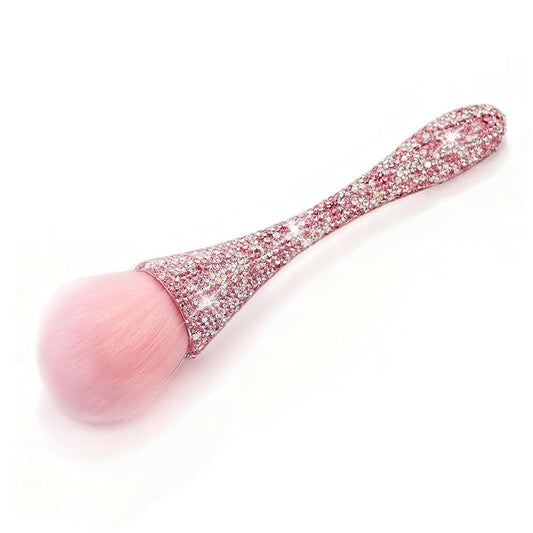 XEAOHESY 1pc Pink Rhinestones Nail Dust Brush Mineral Powder Brush Blush Brush Soft Fluffy Foundation Brush Large Face Pow...