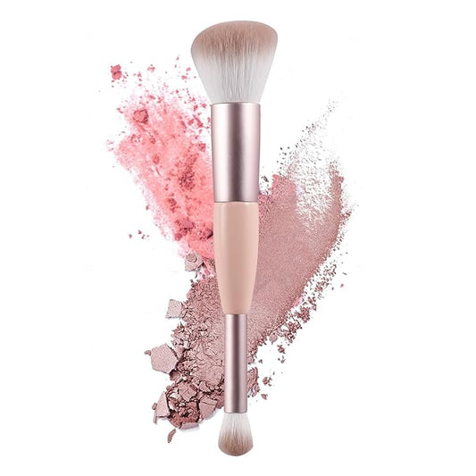 Dual-Ended Blush Brush for Cheeks, Premium Soft Make Up Brushes for Seamless Blending, Versatile Kabuki Brush for Powder B...