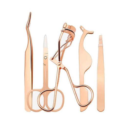 Mimalexin 5PCS Eyelash Applicator Tools Kit, False Eyelashes Tools, Curved Eyelash Curler, Eyebrow Clip, Eyelashes Tweezer...
