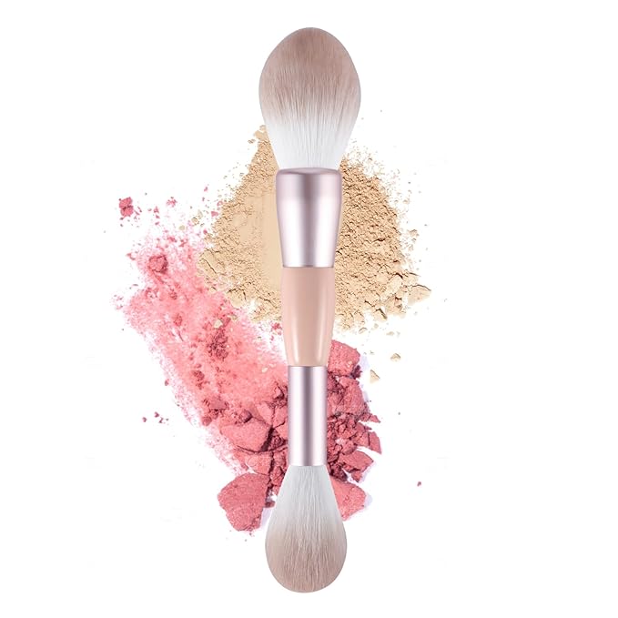 Dual-Ended Blush Powder Brush, Premium Kabuki Brush, Round Professional Makeup Brush, Soft and Fluffy Kabuki Brush, Suitab...