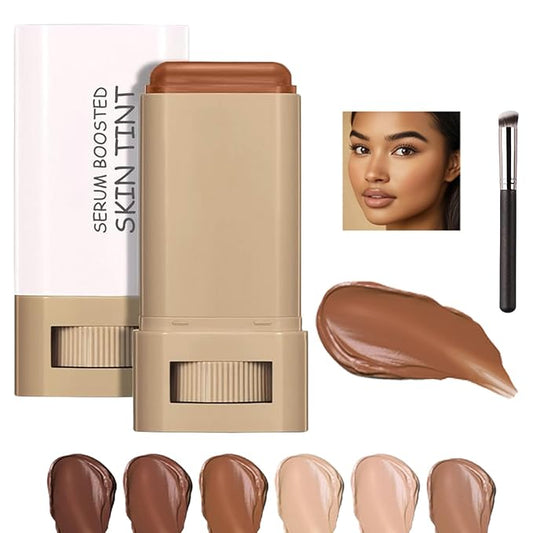 Skween Skin Tint for Black Women, Skween Beauty Balm Serum Boosted Hydration Skin Tint, Solid Tinted Serum Foundation Face...