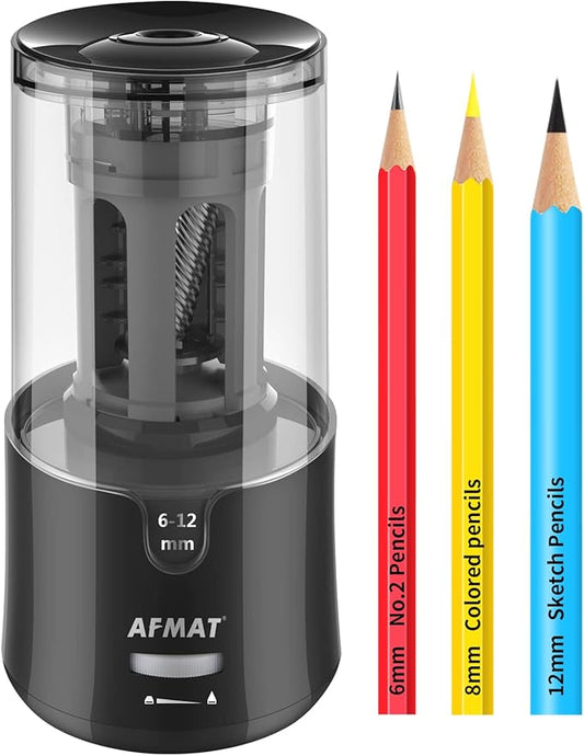 AFMAT Electric Pencil Sharpener - Auto Stop, Super Sharp & Fast, Plug in Pencil Sharpener for 6-12mm No.2/Colored Pencils...
