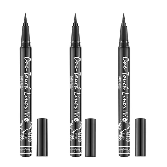Triple Pack of Vegan-Approved Hypoallergenic Liquid Eyeliner Pens, Tattoo Effect, Quick Dry, Waterproof, Smudgeproof, Lon...