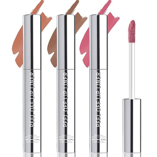 HOSAILY 3 Colors Peel Off Lip Liner Stain Set, Tattoo Magic Color Matte Natural Reveal Lip Stain Lip Tint, Waterproof Long...