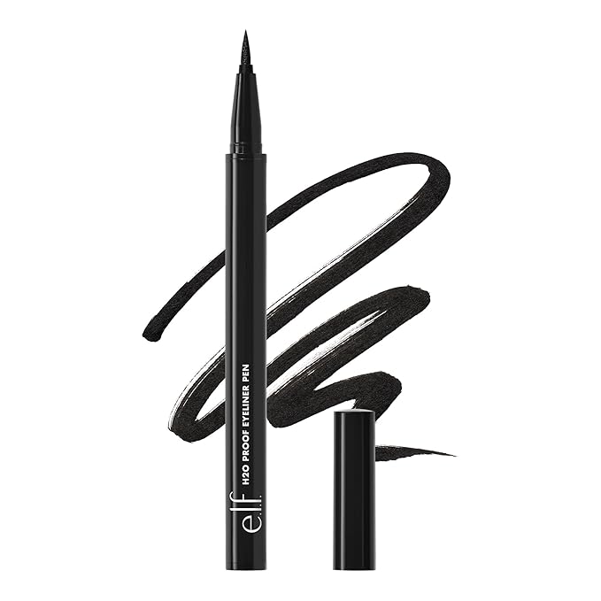 e.l.f. H2O Proof Eyeliner Pen, Felt Tip, Waterproof, Long-Lasting, High-Pigmented Liner For Bold Looks, Vegan & Cruelty-Fr...