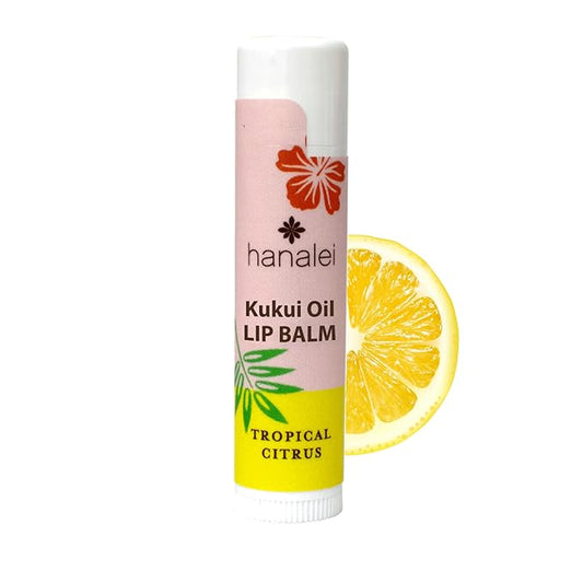Hanalei Tropical Citrus Lip Balm & Moisturizer – Natural Kukui Oil & Beeswax for Hydrated, Soothed, Soft Lips – Heals Dry,...