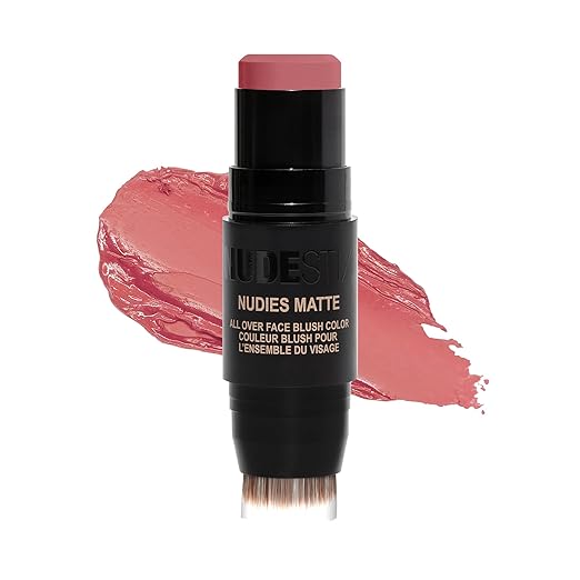 Nudestix Nudies Blush Stick – 3-in-1 Cream Blush for Cheeks, Eyes & Lips with Built-In Brush | Soft Matte Finish for a Nat...