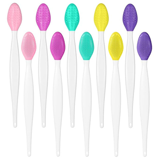 10 Pcs Silicone Lip Scrub Brush, Double Sided Lip Exfoliating Brushes Nose Clean Blackhead Removal Pore Scrubber Face Clea...