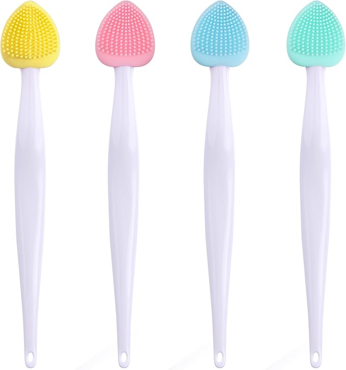 Mxxipp 4pcs Lip Scrub Brush, Silicone Heart Lip Exfoliator Brushes Scrubber Tool, Double-Sided Lip Cleaning Exfoliating Re...