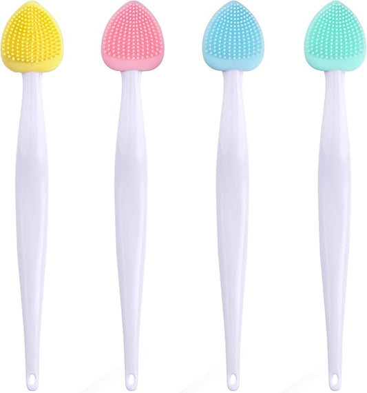 Mxxipp 4pcs Lip Scrub Brush, Silicone Heart Lip Exfoliator Brushes Scrubber Tool, Double-Sided Lip Cleaning Exfoliating Re...