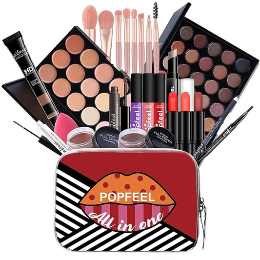 Joyeee Makeup Kit For Women Full Kit, Naked Shimmer Eyeshadow Palette, Waterproof Black Eyeliner & Mascara, Makeup Tools S...