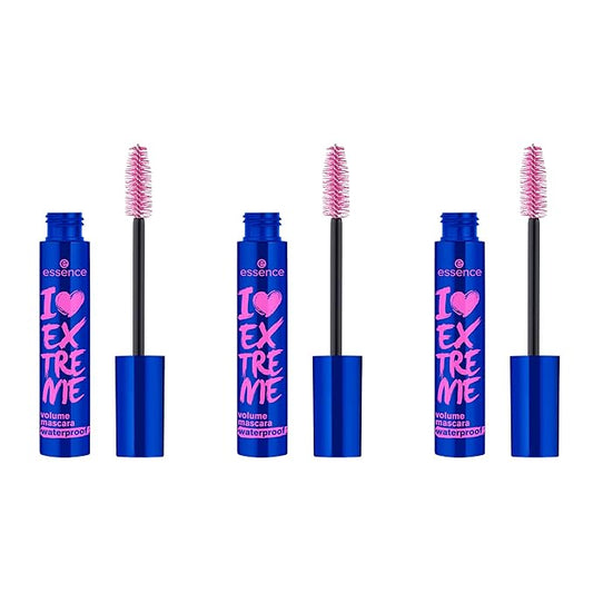 essence | I Love Extreme Volume Mascara Waterproof (Pack of 3) | Vegan & Cruelty Free | Free From Parabens-Alcohol, & Micr...