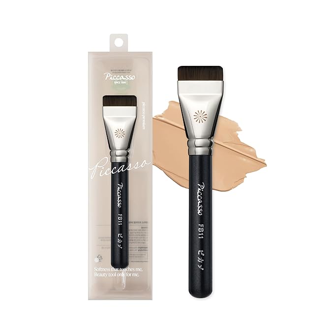 Piccasso Brush FB11 Spatula Brush – Professional Foundation Brush for Liquid Makeup, Flat and Soft Bristles for Seamless A...