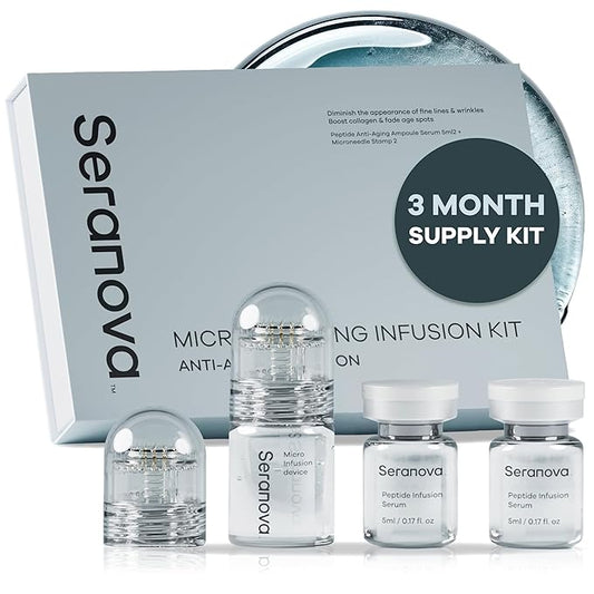 Seranova Micro Infusion System for Face & Neck 0.05mm Stamp with Hyaluronic Acid & Collagen Peptide Serum for Firmer Smoot...