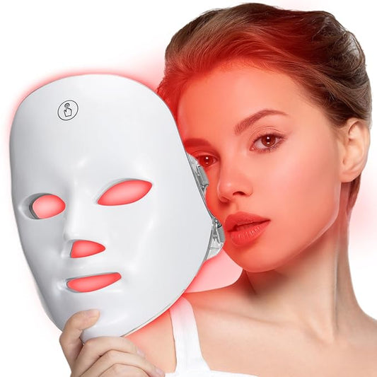 SUERBEATY Red Light Mask For Face, 7-1 Colors Red Light Face Mask, Facial Skincare At Home, Cordless, Portable and Recharg...