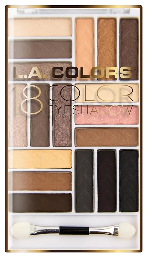 L.A. COLORS 18 Color Eyeshadow Palette, Downtown Brown CES750