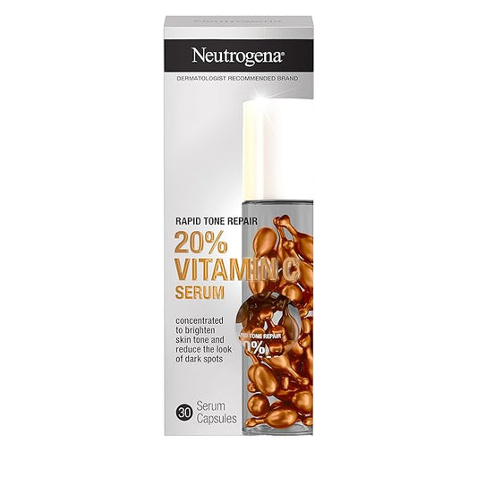 Neutrogena Rapid Tone Repair 20% Vitamin C Brightening Serum Capsules, Antioxidant Face Serum to Brighten Look of Dark Spo...