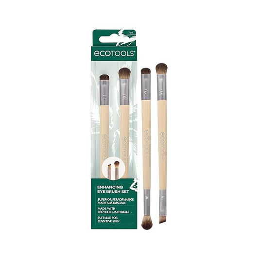 EcoTools Enhancing Eye Brush Set, Makeup Brushes For Liquid, Cream & Powder Eyeshadow & Eye Liner Application, Dual-Sided...