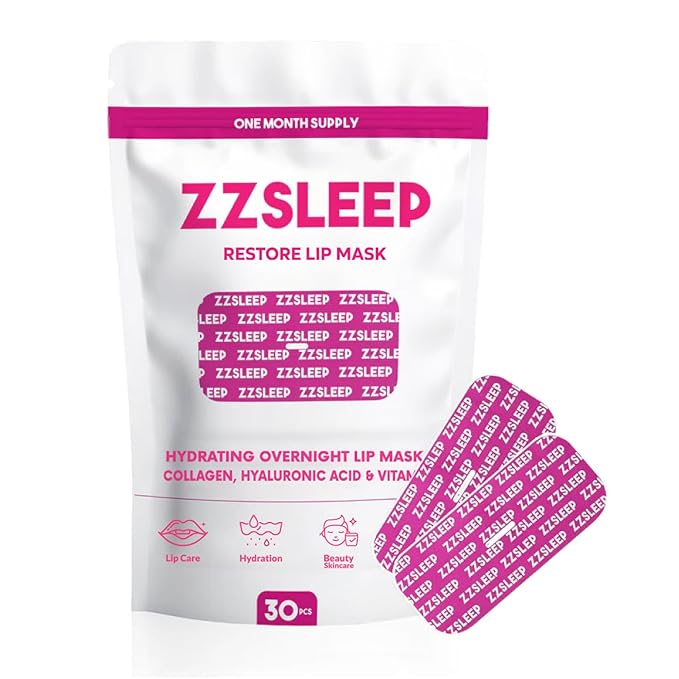 ZZSLEEP Restore Lip Mask – 30 Count | Collagen-Infused Overnight Lip Patch with Hyaluronic Acid & Vitamin E | Hydrating, S...