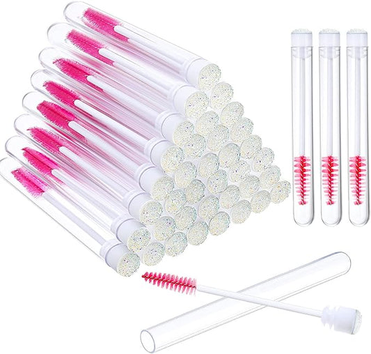 80 Pieces Disposable Mascara Brushes Tubes Set, 40 Pieces Empty Mascara Wand Tube with 40 Pieces Eyelash Brush Makeup Tool...