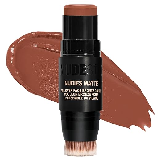Nudestix Nudies Bronze All Over Matte Bronzing Stick – 3-in-1 Cream Bronzer for Cheeks, Eyes & Lips with Built-In Brush | ...