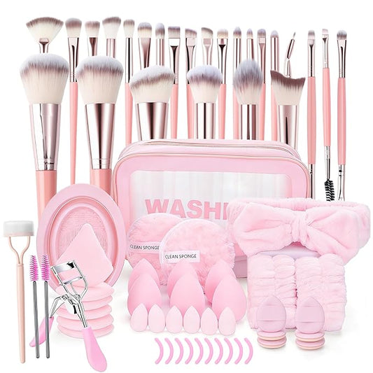 DYIMEZI 70Pcs Makeup Brushes Set Premium Makeup Kit with Case Premium Synthetic for Foundation Concealer Blush Eyeshadow P...