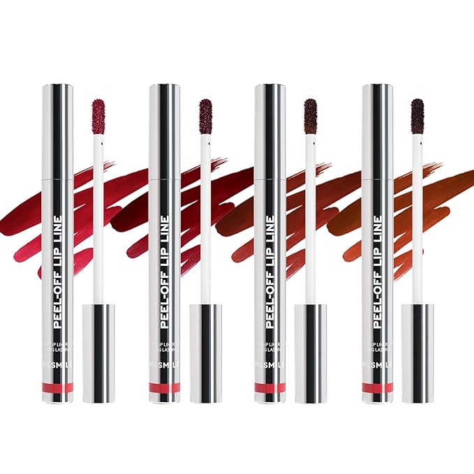 MLSMILE 4 PCS Peel Off Lip Liner Set, Lip Liner Stay, Matte Pink Lip gloss Stain, Long Lasting Peel Off Lip Stain Tattoo, ...